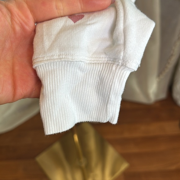 Marled Sz M Soft Cotton Hoodie Lounge sweater Cream with Hearts Love - Picture 7 of 9